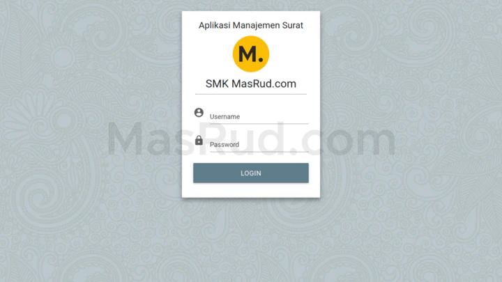 Tampilan login aplikasi manajemen arsip surat.