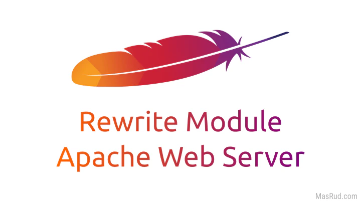 Logo Apache Web Server dengan teks Rewrite Module untuk konfigurasi permalink website.