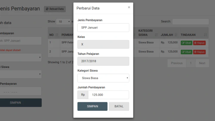 Tampilan formulir input HTML dengan format mata uang Rupiah otomatis pada aplikasi web.